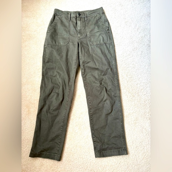 Madewell The Perfect Vintage straight leg workwear utility green pants, sz 27 - Picture 1 of 9